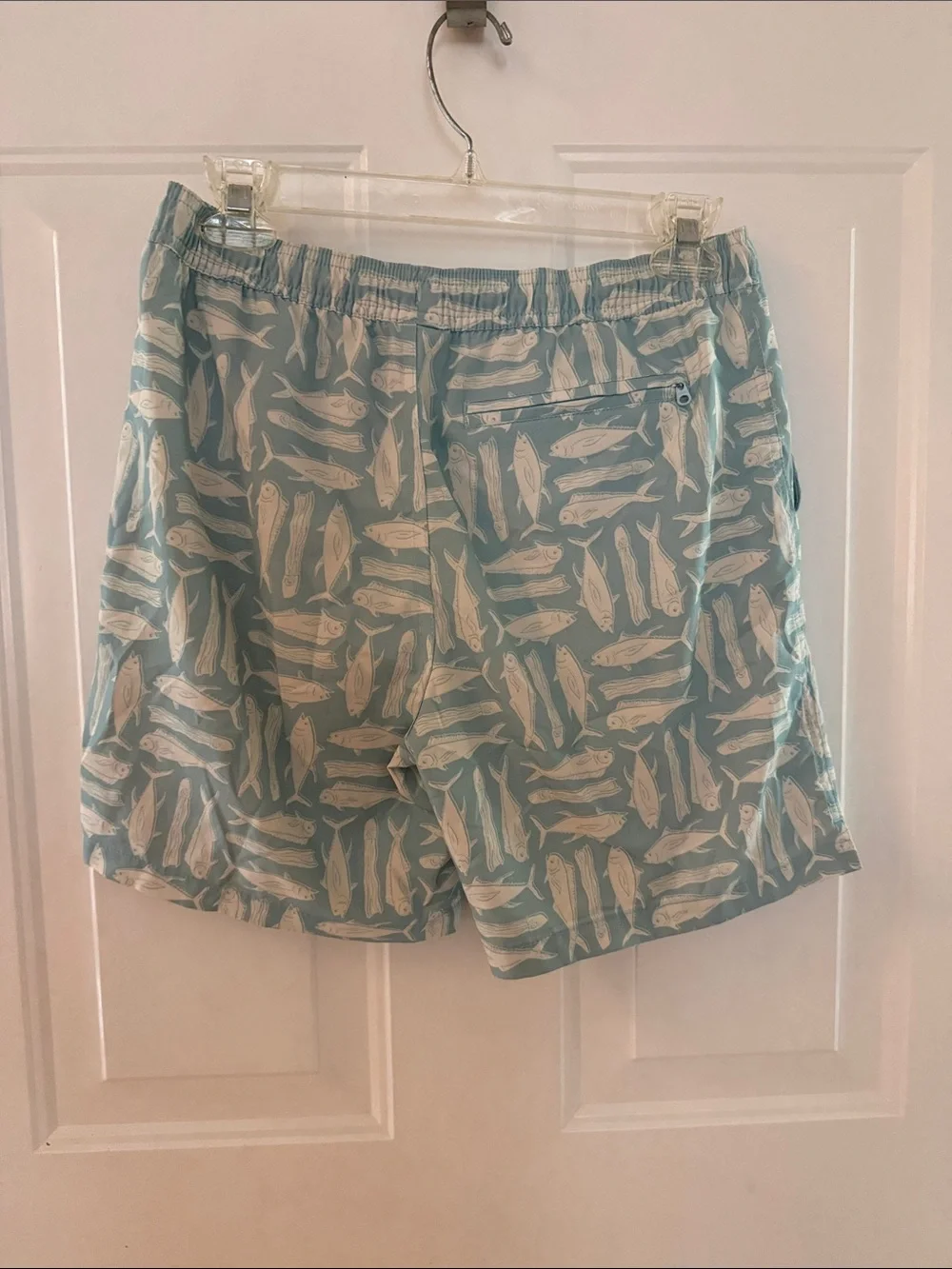 AFTCO Light Blue & White Fish Print Kids Swim Trunks youth XL
